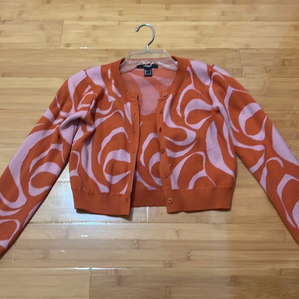 Forever 21 - Abstract Crop Top & Cardigan Sweater Set, Size Small, 2 Piece